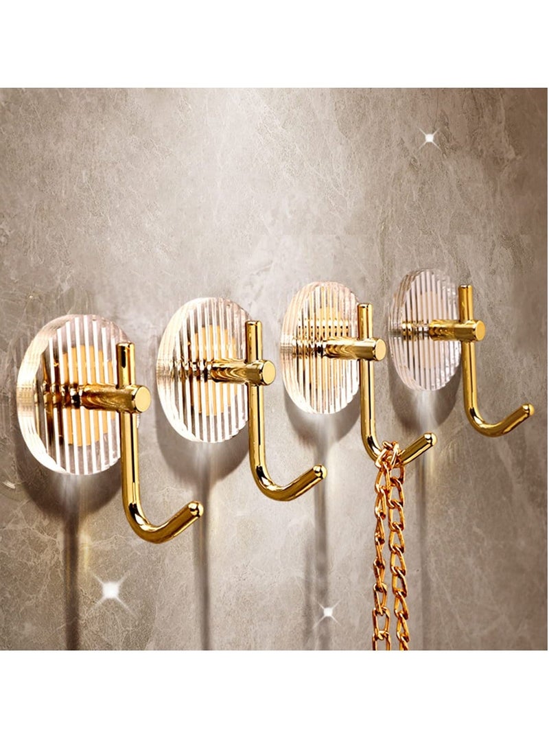 Adhesive Towel Hooks, 4pack Coat Hooks Wall Heavy Duty Waterproof Rustproof Sticky Shower for Towels Decorative Bathroom, Kitchen, Gold - Image 3